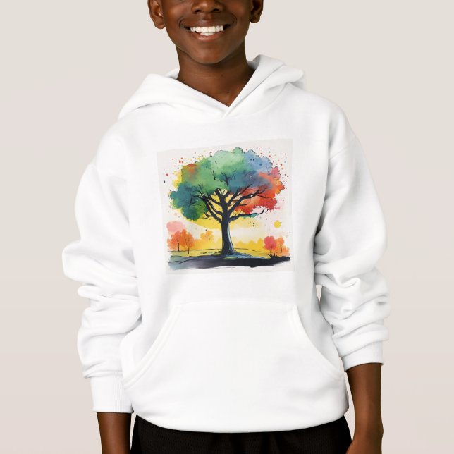 "Whimsical Tree Fade Kids' T-Shirt" (Front)