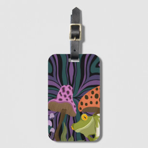 Whimsical Tree Frog And Mushrooms Luggage Tag