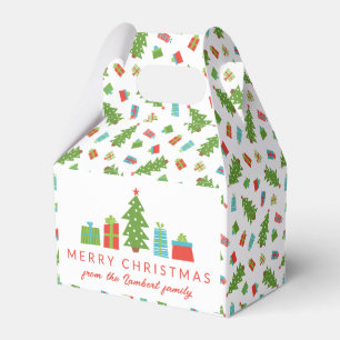 Whimsical Tree & Gifts Merry Christmas Favour Box