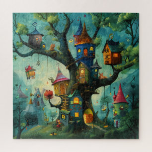 Whimsical Tree Houses in Large Tree Jigsaw Puzzle