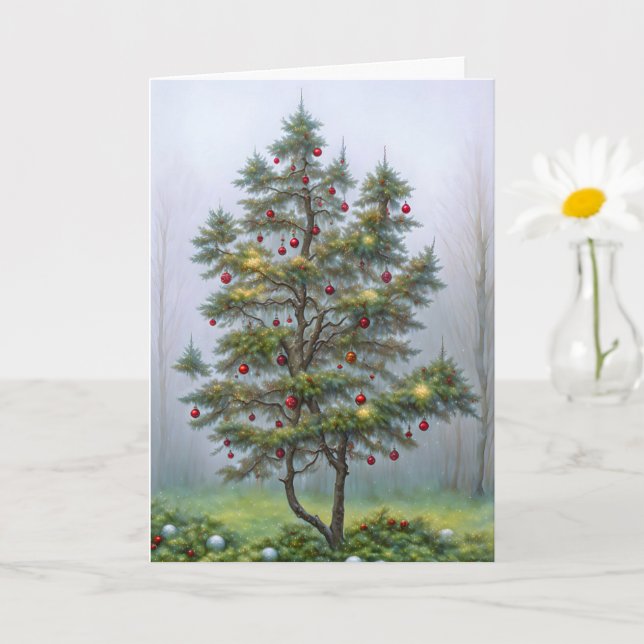 Whimsical Tree in Forest Christmas Decorations Card (Small Plant)
