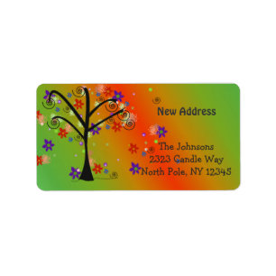 Whimsical Tree New Address Label