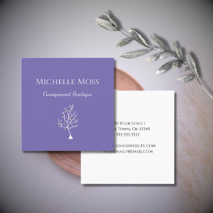 Whimsical Tree of Life Drawing Boho Purple  Square Business Card