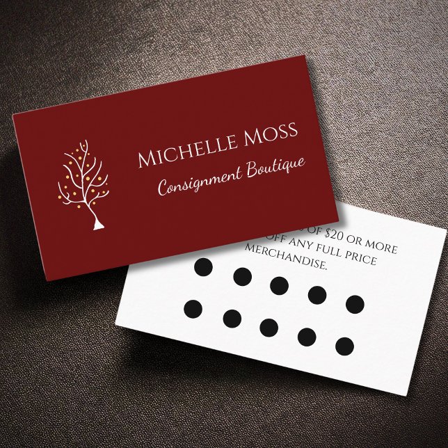 Whimsical Tree of Life Red Customer Discount  Loyalty Card (Creator Uploaded)