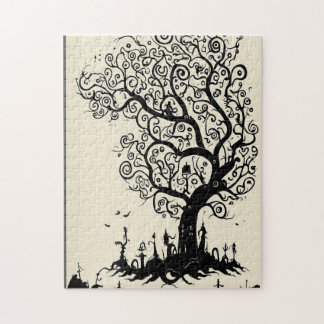 Whimsical Tree Silhouette Puzzle – 252 Pieces
