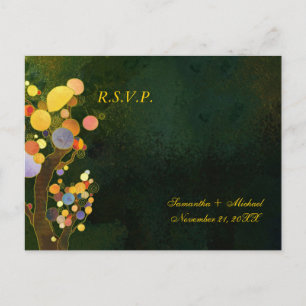 Whimsical Tree Wedding RSVP Invitation Postcard
