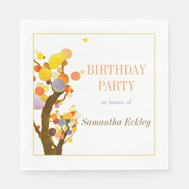 Whimsical Trees Birthday Party Napkin (Front)