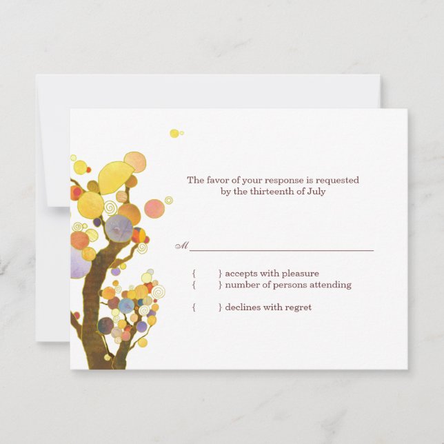 Whimsical Trees Botanical Wedding RSVP Card (Front)