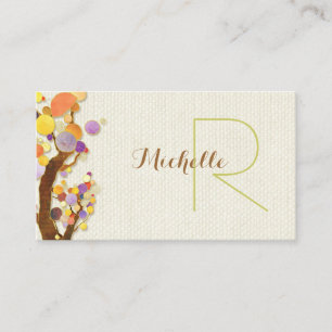 Whimsical Trees + Burlap Monogram Business Card