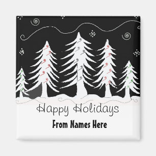 Whimsical Trees in Black and White Magnet