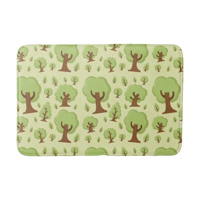Whimsical Trees Pattern Bath Mat (Front)