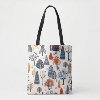 Whimsical Trees Pattern Tote Bag