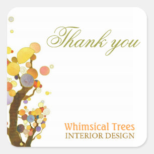 Whimsical Trees Unique Business Thank You Square Sticker
