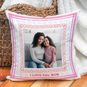 Whimsical Trellis, Dots and Photos   Love You Mom Cushion