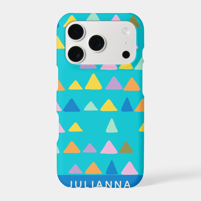 Whimsical Triangle Pattern Turquoise Personalised (Back)