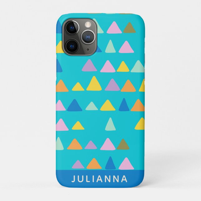 Whimsical Triangle Pattern Turquoise Personalised Case-Mate iPhone Case (Back)