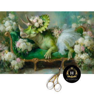 Whimsical Triceratops Floral Ballerina Decoupage  Tissue Paper