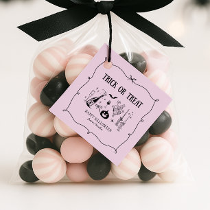 Whimsical Trick or treat , pink Halloween   Favour Tags