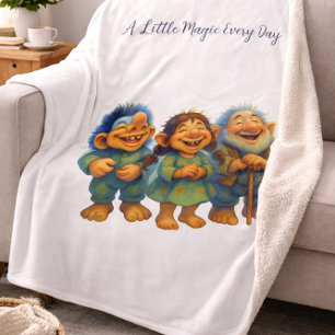 Whimsical Troll Family Gift Magic Every Day Fleece Blanket