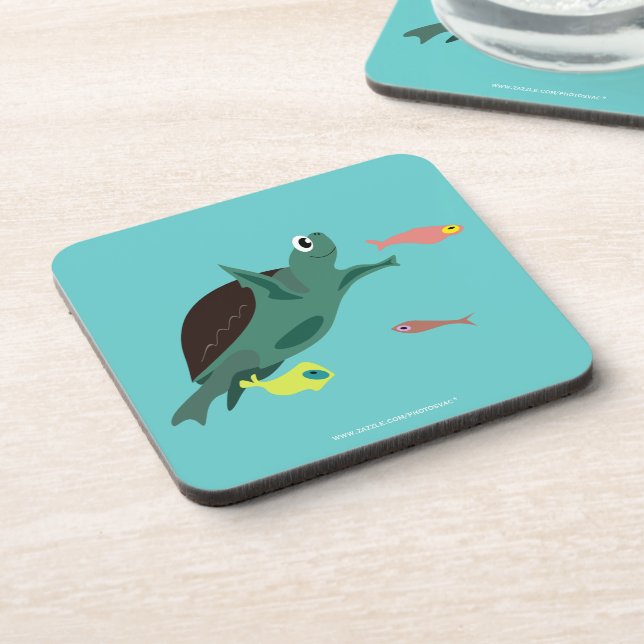 Whimsical Tropical Fish Ocean Art Coaster (Left Side)