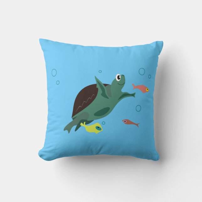 Whimsical Tropical Fish Ocean Art Cushion (Front)