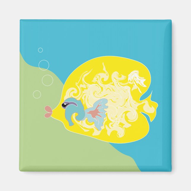 Whimsical Tropical Fish Ocean Art Magnet (Front)