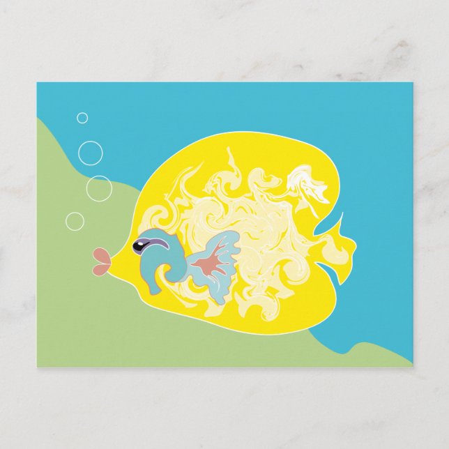 Whimsical Tropical Fish Ocean Art Postcard (Front)