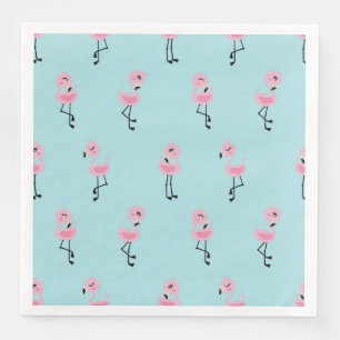 Whimsical tropical flamingos napkin