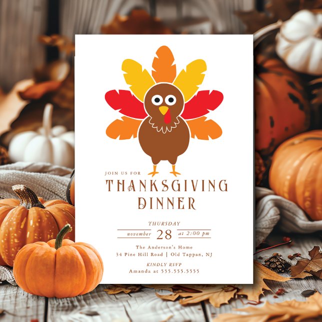 Whimsical Turkey Thanksgiving Invitation (Creator Uploaded)