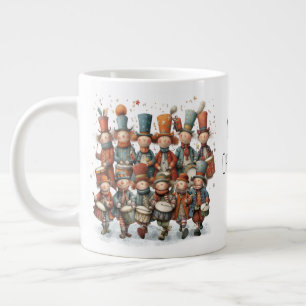 Whimsical Twelve Drummers 12 Days of Christmas Large Coffee Mug