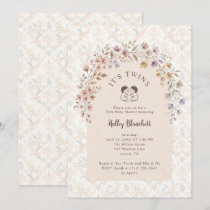 Whimsical Twin Girls Baby Shower Floral LPM26 Invitation