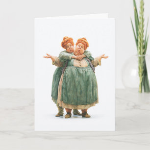 Whimsical Twin Women Portrait Card