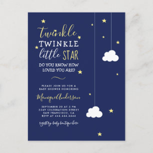 Whimsical Twinkle Twinkle Little Star Baby Shower Invitation Postcard