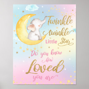 Whimsical Twinkle Twinkle Little Star Nursery Wall Poster