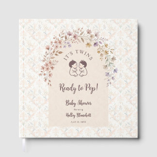 Whimsical Twins Baby Shower Pastel Floral LPM26 Guest Book