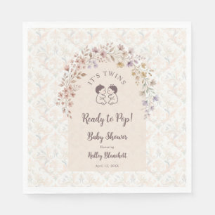 Whimsical Twins Baby Shower Pastel Floral LPM26 Napkin