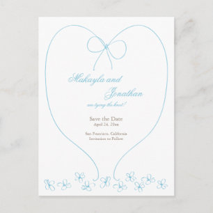 Whimsical Tying the Knot Save the Date: Blue Announcement Postcard