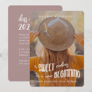 Whimsical Type Photo Graduation Party Rose Invitation