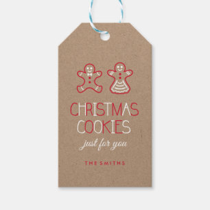 Whimsical Typography and Gingerbread cookies Gift Tags