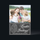 Whimsical Typography Chalkboard Easter Photo Card<br><div class="desc">Send Easter greetings to family and friends with this customizable Happy Easter card. It features a whimsical illustration of an egg with a chalkboard background. Personalize this photo Easter card by adding your details. Similar items can be found in my store.</div>