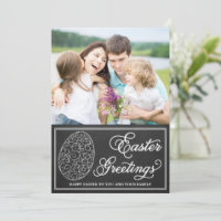 Whimsical Typography Chalkboard Easter Photo Card