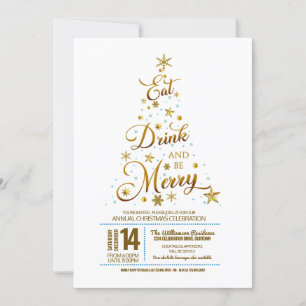 Whimsical Typography Christmas Party Invitation