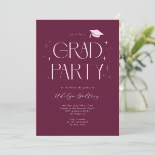 Whimsical Typography Cranberry Graduation Party Invitation