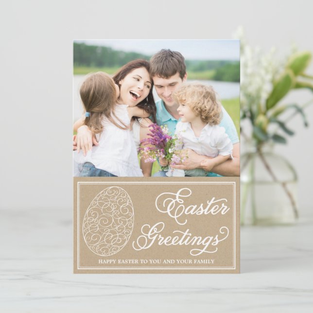 Whimsical Typography Vintage Easter Photo Card (Standing Front)