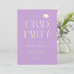 Whimsical Typography Wisteria Graduation Party Invitation