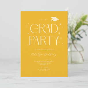 Whimsical Typography Yellow Graduation Party Invitation