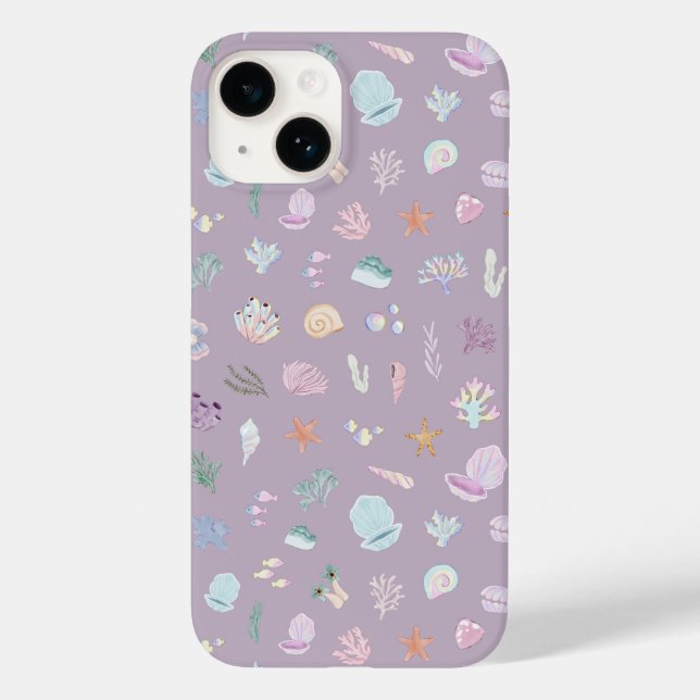 Whimsical Under the Sea Beachy Pastel Seashells Case-Mate iPhone Case (Back)