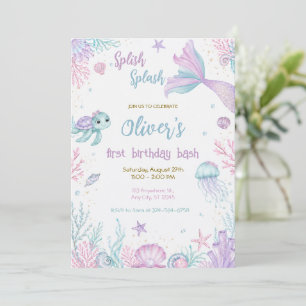 Whimsical Under the Sea First Birthday Party Invitation