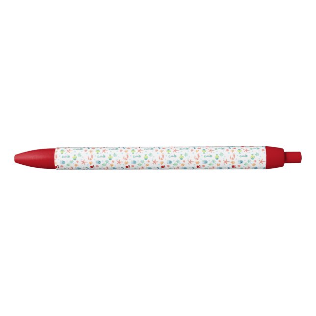 Whimsical Underwater Sea Creatures Black Ink Pen (Front)