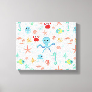 Whimsical Underwater Sea Creatures Canvas Print